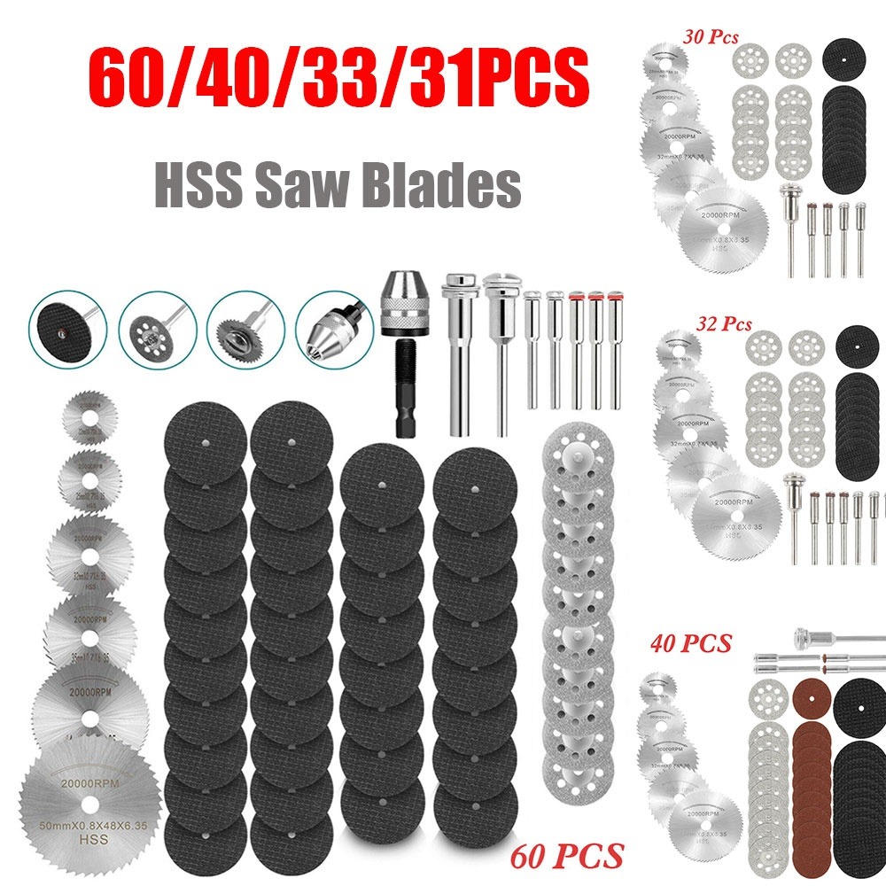 Cordless Rotary Tool Kit Accessories - Juego de 60/40/32/30/12/7/6 Discos de Corte