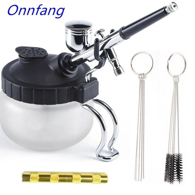 Airbrush Kit With Mini Compressor - Bote de limpieza con aerógrafo, soporte