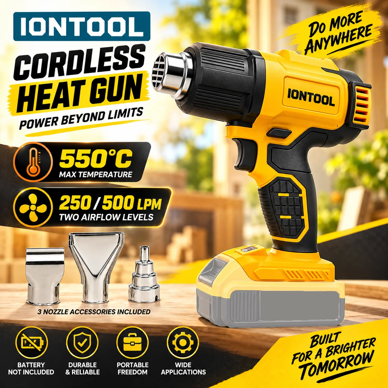 IONTOOL Amarillo 550 ℃   Pisto - Cordless Heat Gun For Shrink Tubing reseña y precio